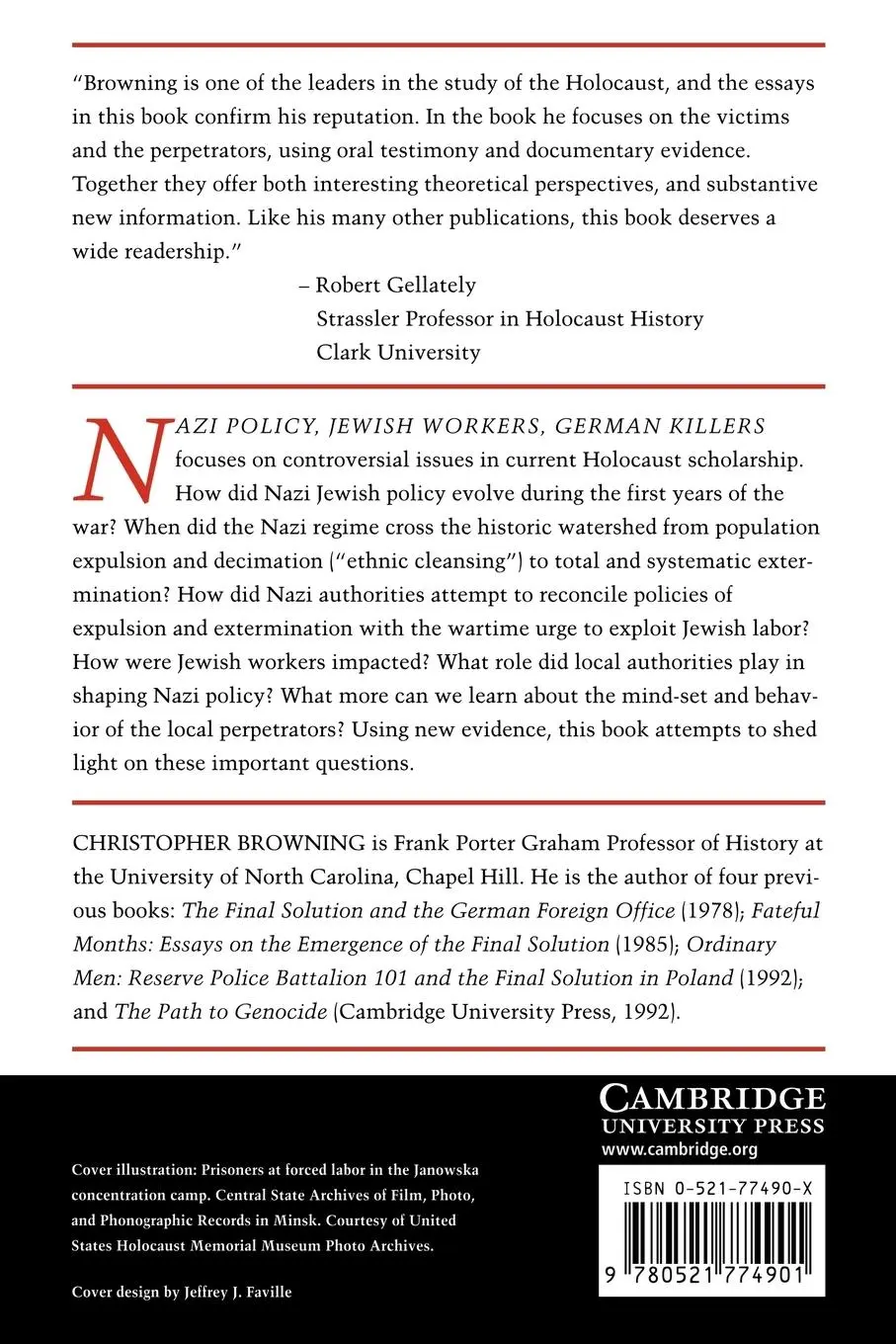 Rückseite: 9780521774901 | Nazi Policy, Jewish Workers, German Killers | Christopher R. Browning