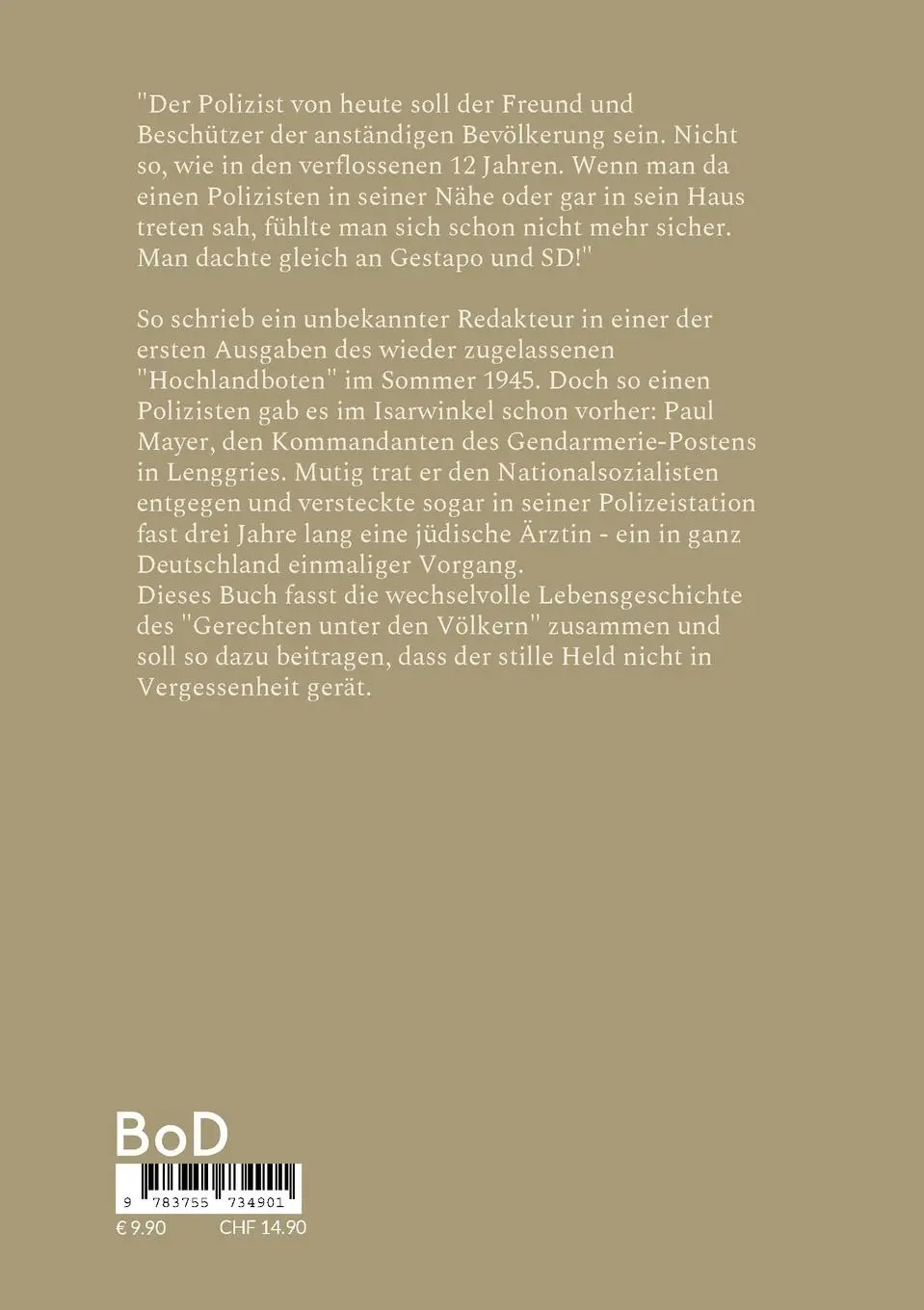 Rückseite: 9783755734901 | Der stille Held von Lenggries | Robert J. Huber | Taschenbuch | 96 S.