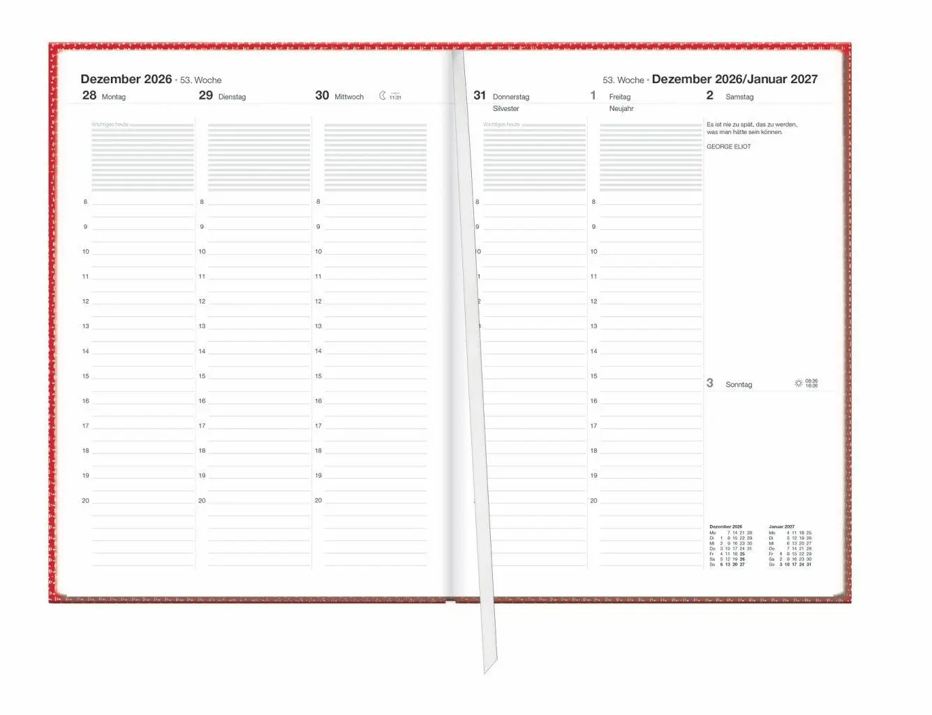 Bild: 9783756414901 | Terminer A6, Struktur rot 2027 | Heye | Buch | Bürokalender Heye