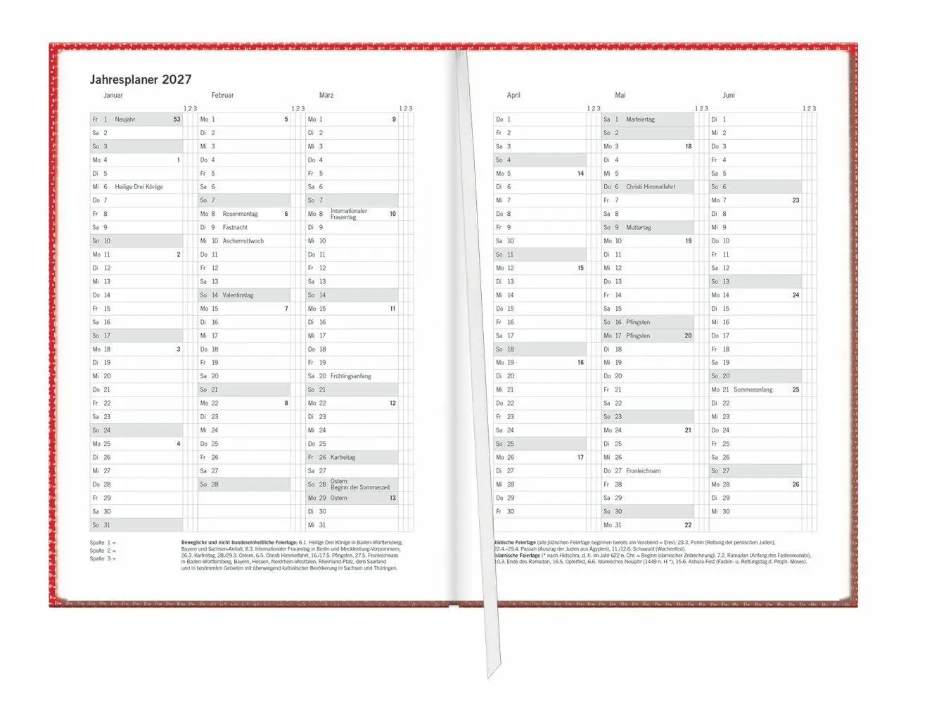 Bild: 9783756414901 | Terminer A6, Struktur rot 2027 | Heye | Buch | Bürokalender Heye