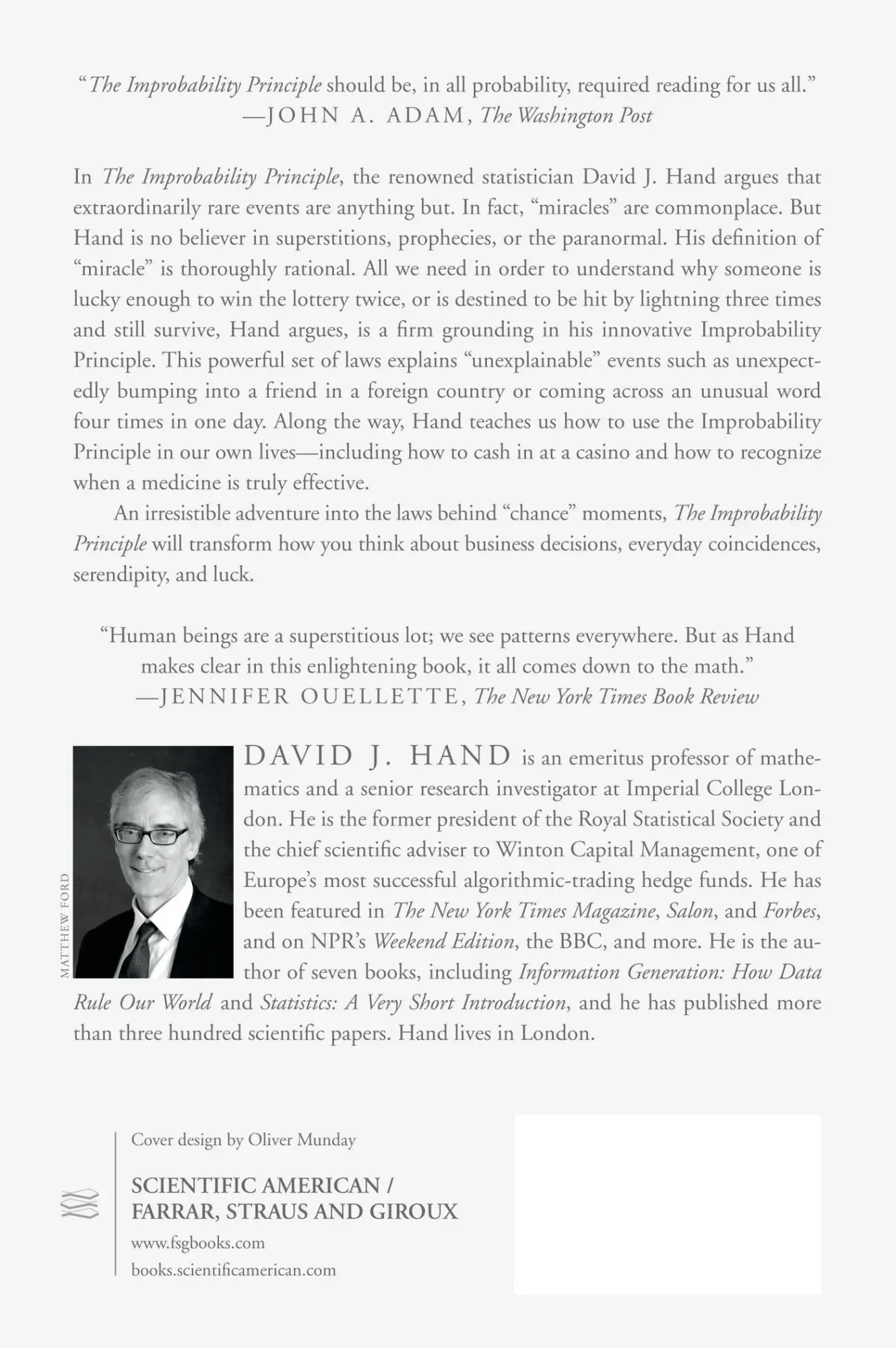 Rückseite: 9780374535001 | Improbability Principle | David J. Hand | Taschenbuch | Englisch