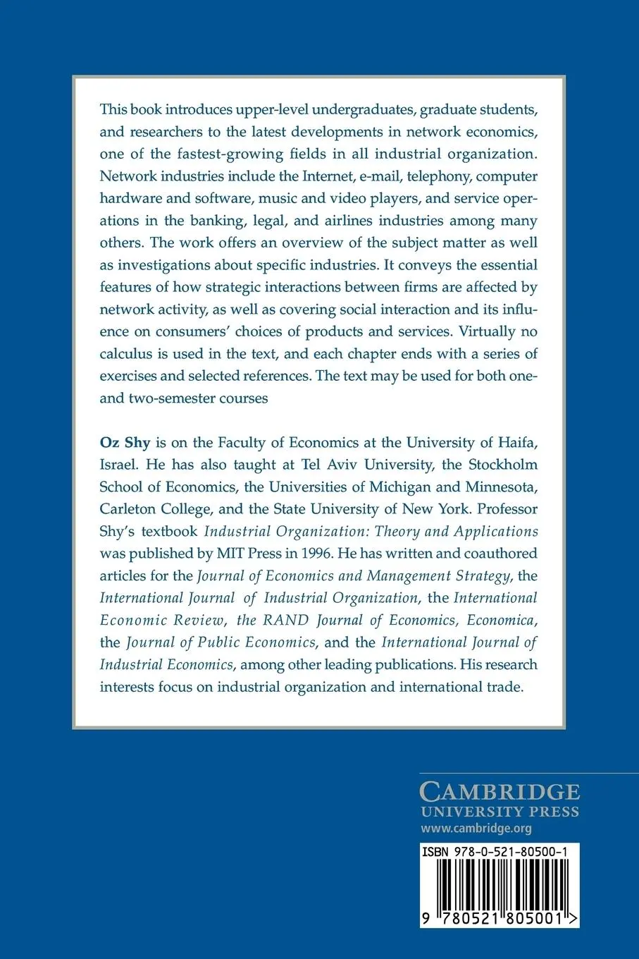 Rückseite: 9780521805001 | The Economics of Network Industries | Oz Shy (u. a.) | Taschenbuch