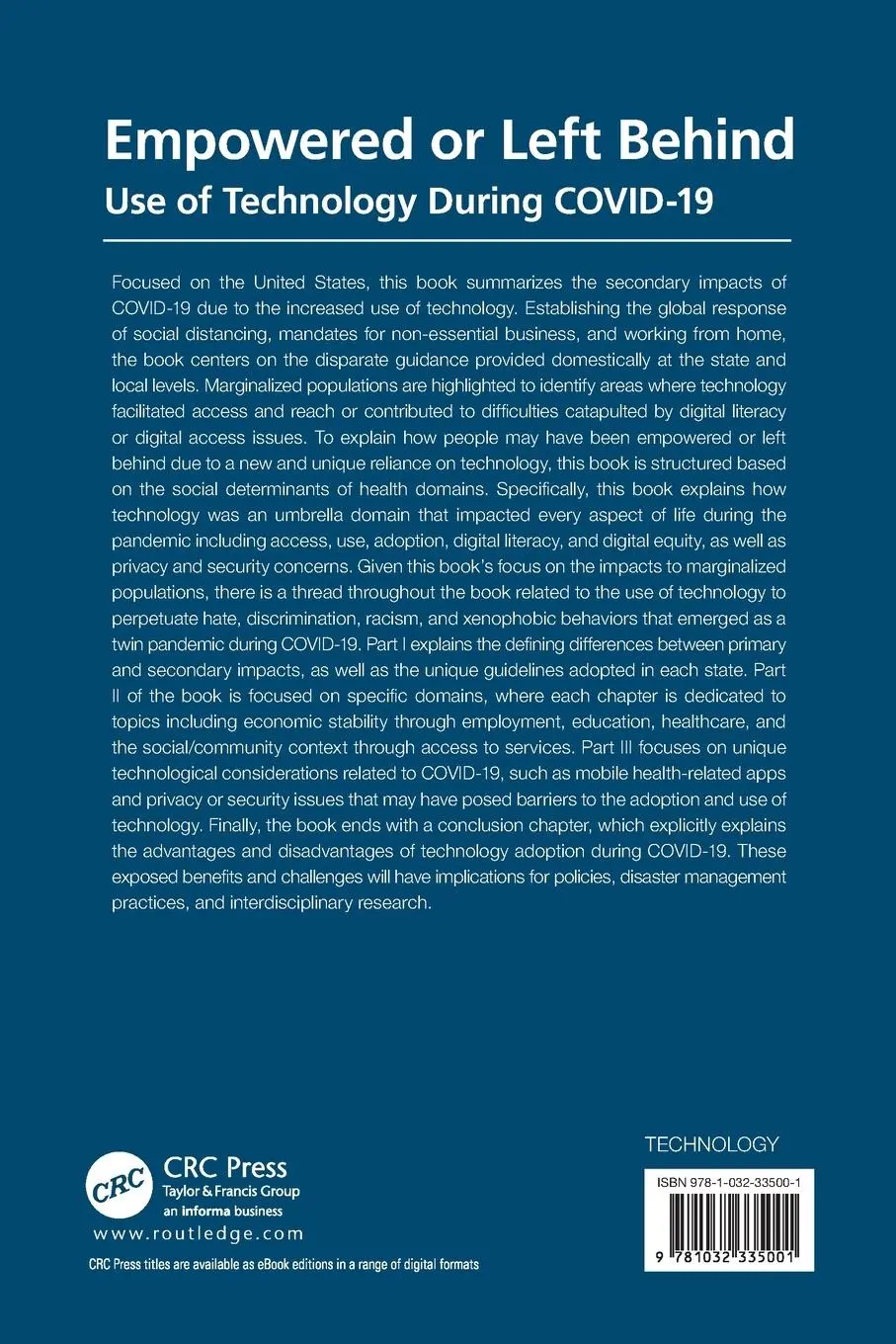 Rückseite: 9781032335001 | Empowered or Left Behind | Use of Technology During COVID-19 | Buch