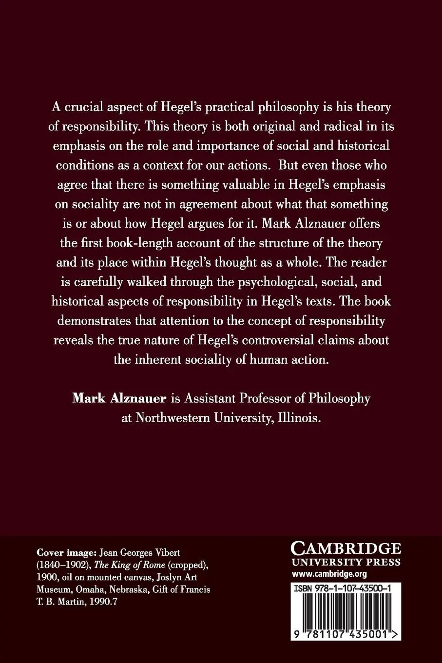 Rückseite: 9781107435001 | Hegel's Theory of Responsibility | Mark Alznauer | Taschenbuch | 2017