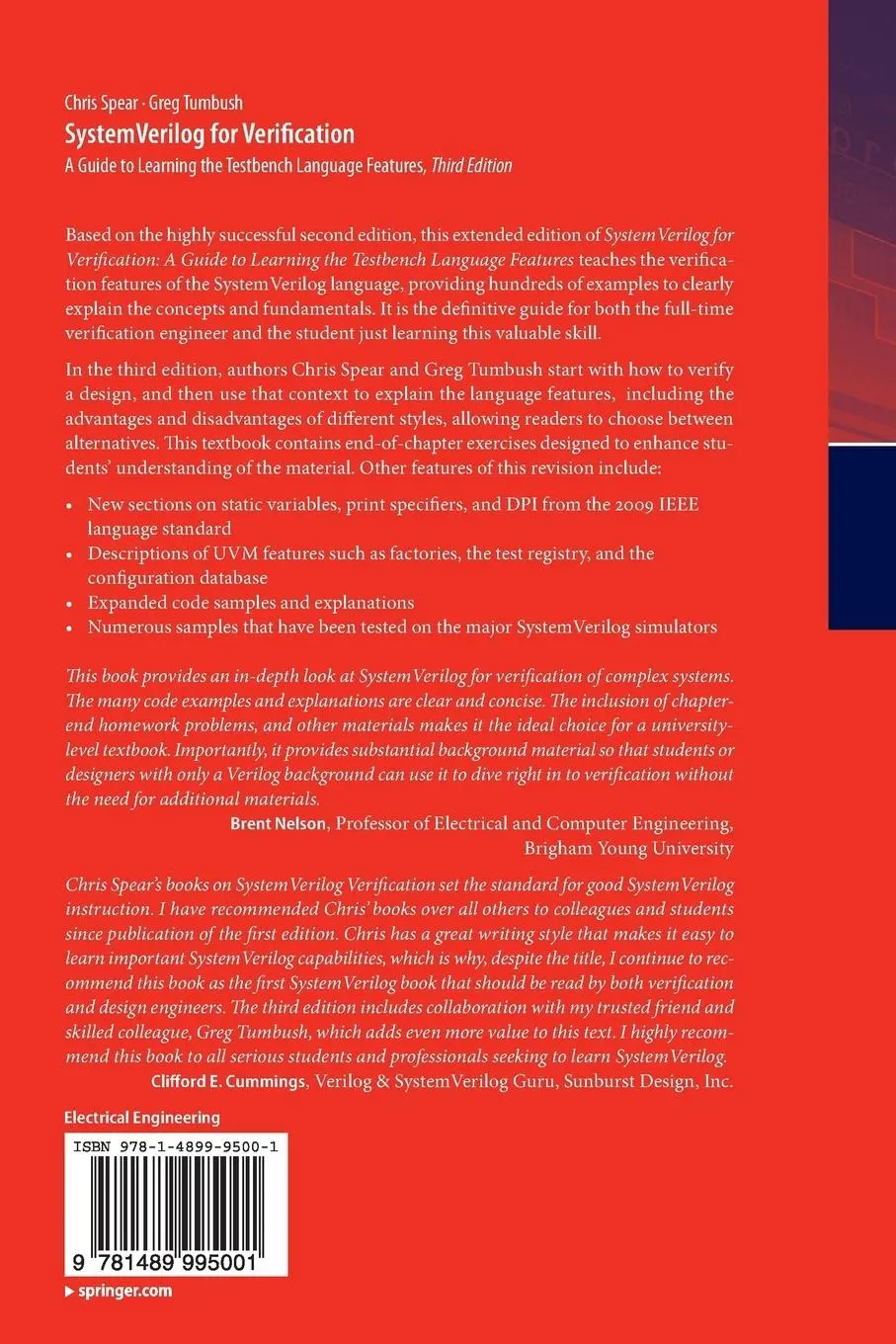 Rückseite: 9781489995001 | SystemVerilog for Verification | Greg Tumbush (u. a.) | Taschenbuch