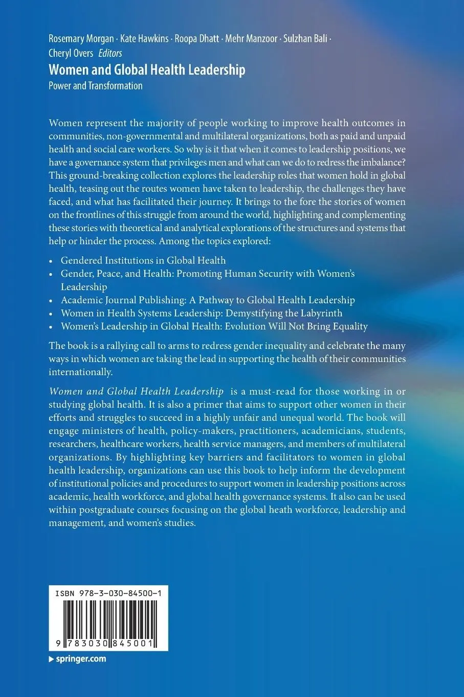 Rückseite: 9783030845001 | Women and Global Health Leadership | Power and Transformation | Buch