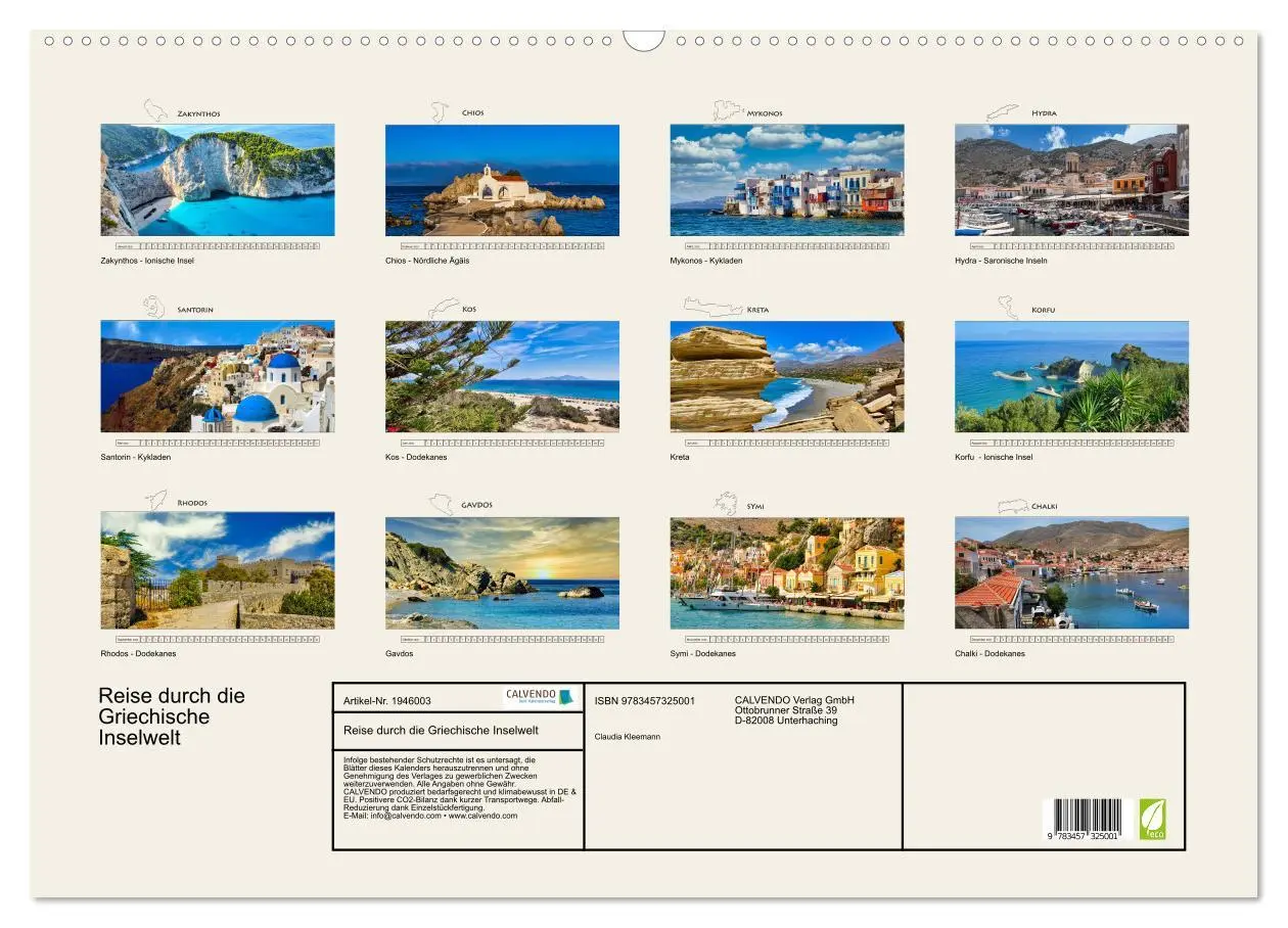 Bild: 9783457325001 | Reise durch die Griechische Inselwelt (Wandkalender 2026 DIN A2...