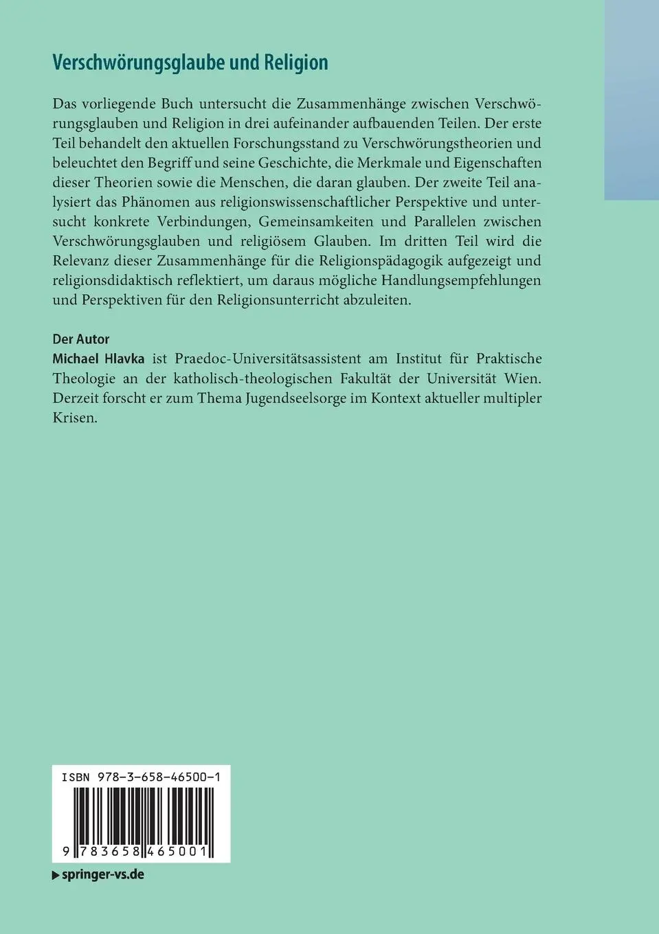 Rückseite: 9783658465001 | Verschwörungsglaube und Religion | Michael Hlavka | Taschenbuch | x
