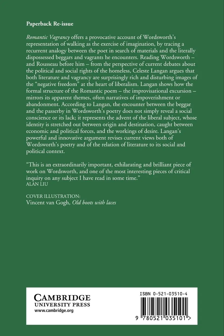 Rückseite: 9780521035101 | Romantic Vagrancy | Wordsworth and the Simulation of Freedom | Buch