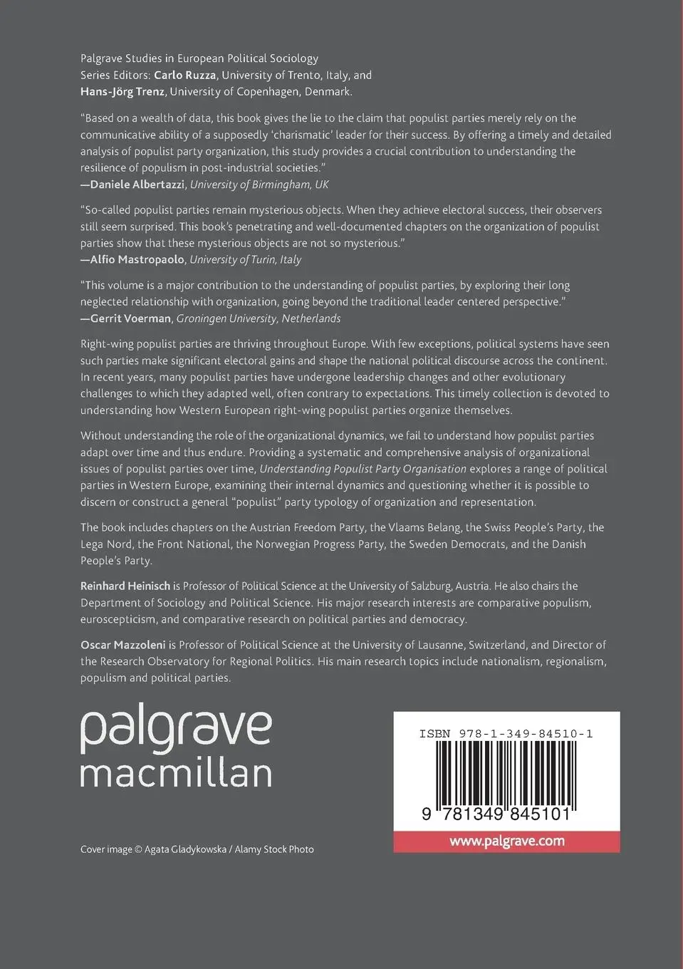 Rückseite: 9781349845101 | Understanding Populist Party Organisation | Reinhard Heinisch (u. a.)