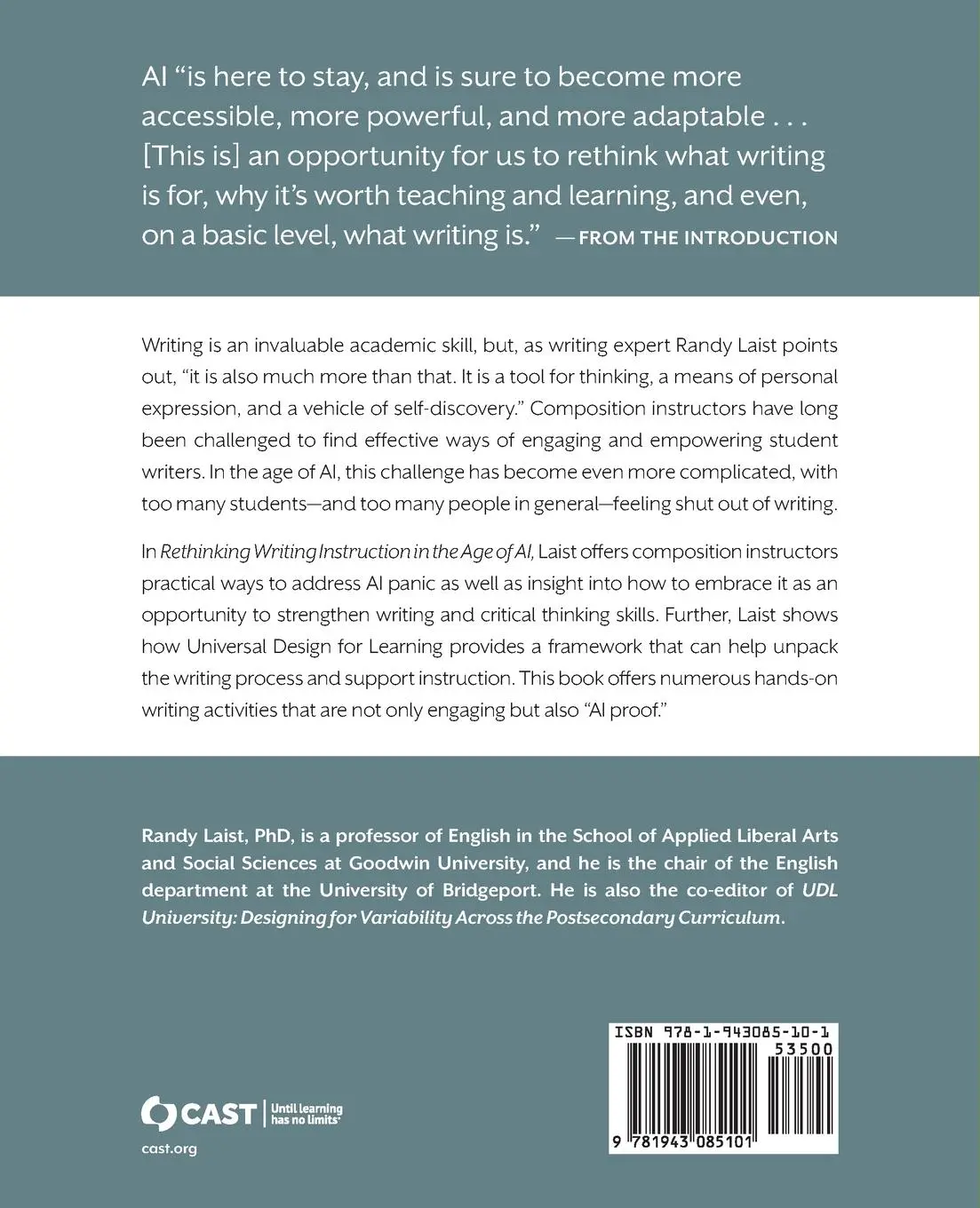 Rückseite: 9781943085101 | Rethinking Writing Instruction in the Age of AI | Randy Laist | Buch