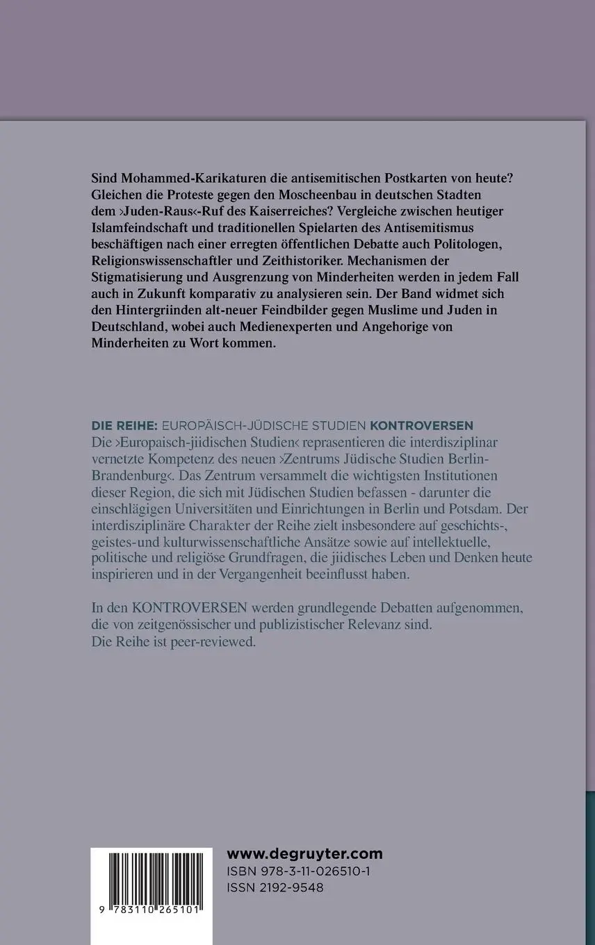 Rückseite: 9783110265101 | Islamophobie und Antisemitismus - ein umstrittener Vergleich | Buch