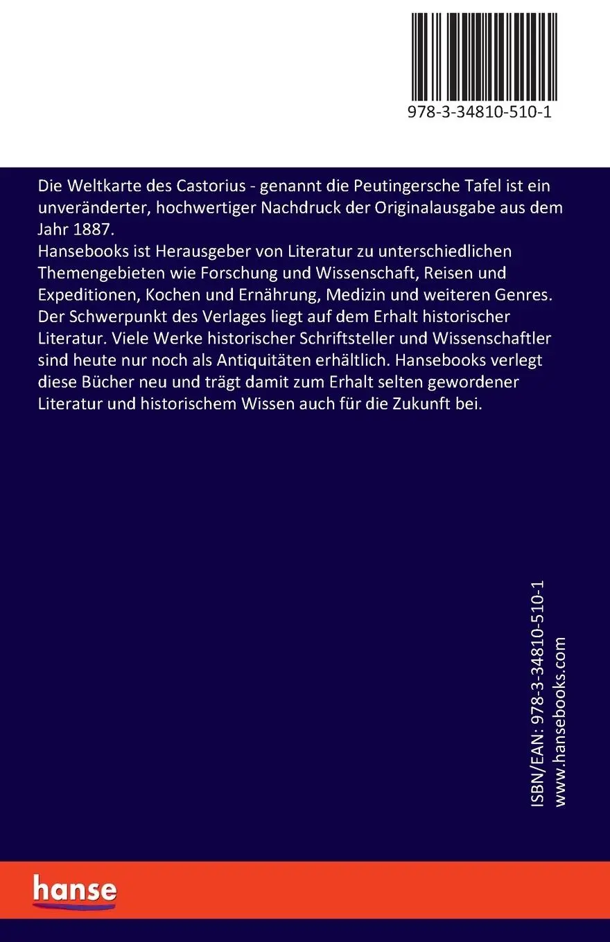 Rückseite: 9783348105101 | Die Weltkarte des Castorius | genannt die Peutingersche Tafel | Miller