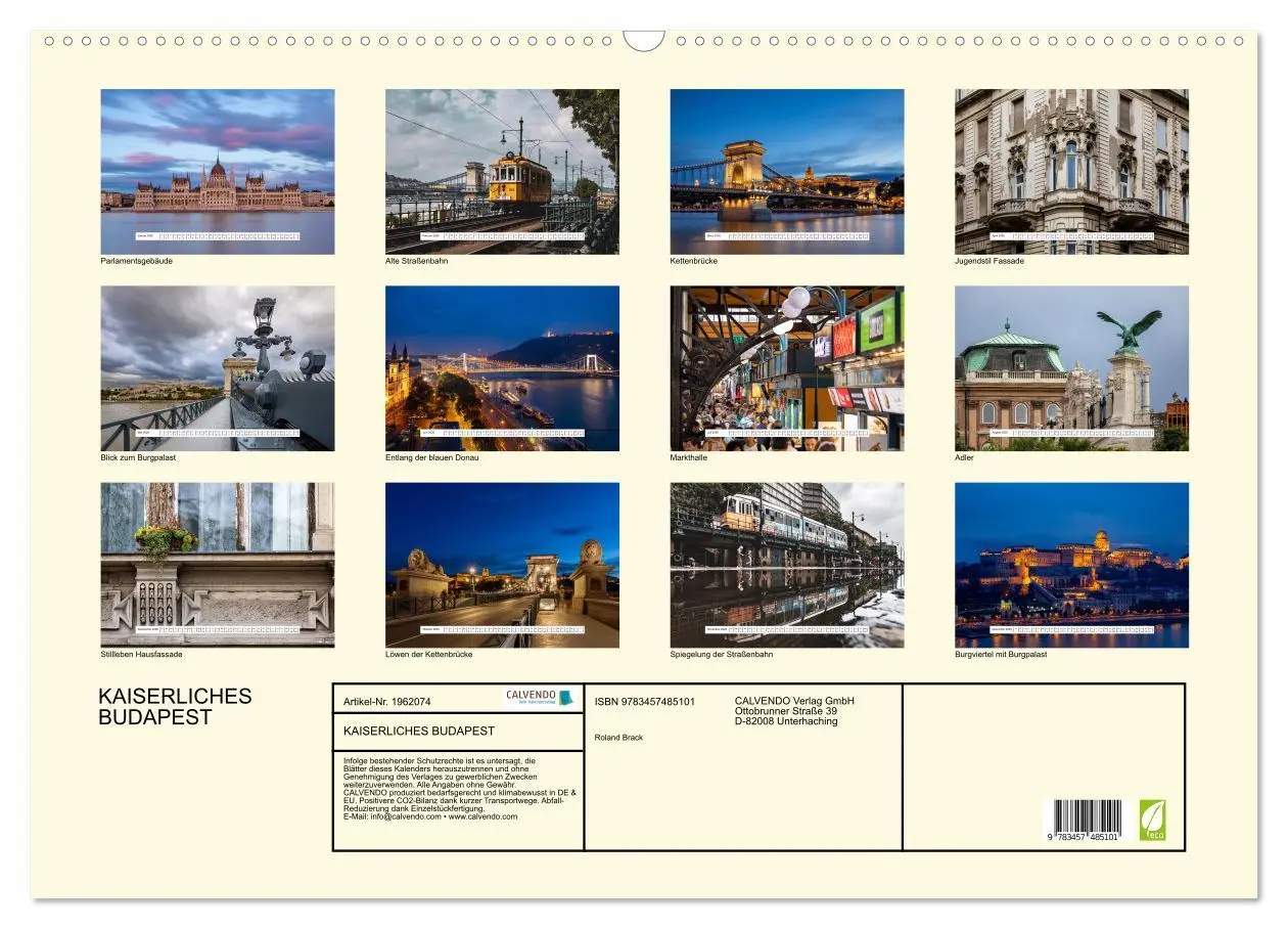 Bild: 9783457485101 | KAISERLICHES BUDAPEST (Wandkalender 2026 DIN A2 quer), CALVENDO...