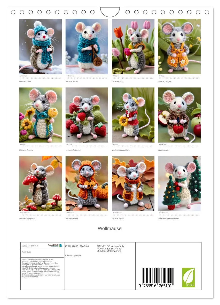 Bild: 9783516265101 | Wollmäuse (Wandkalender 2026 DIN A4 hoch), CALVENDO Monatskalender