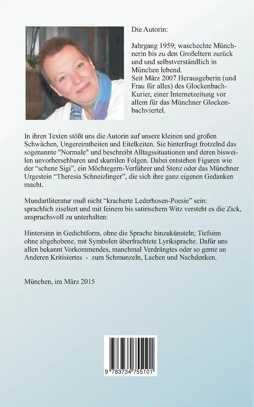 Rückseite: 9783734755101 | Auf guad Münchnerisch | Satirisches in Münchner Dialekt | Karin Zick