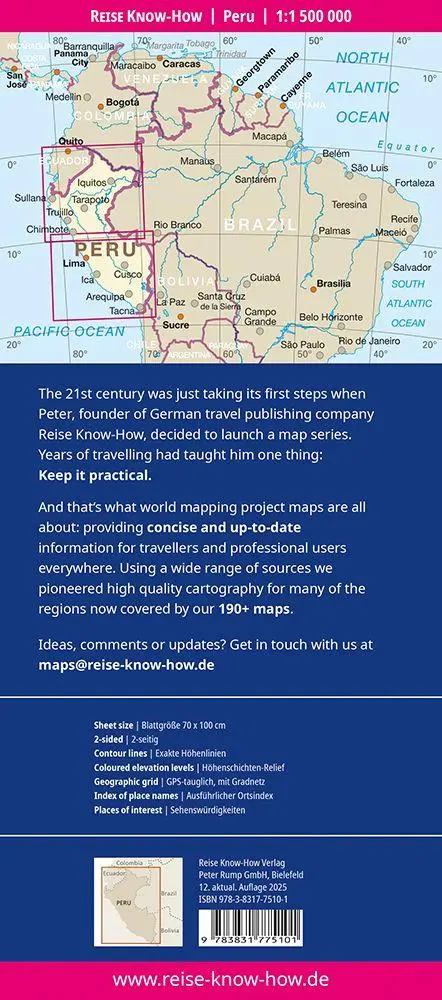Bild: 9783831775101 | Reise Know-How Landkarte Peru (1:1.500.000) | (Land-)Karte | 2 S.