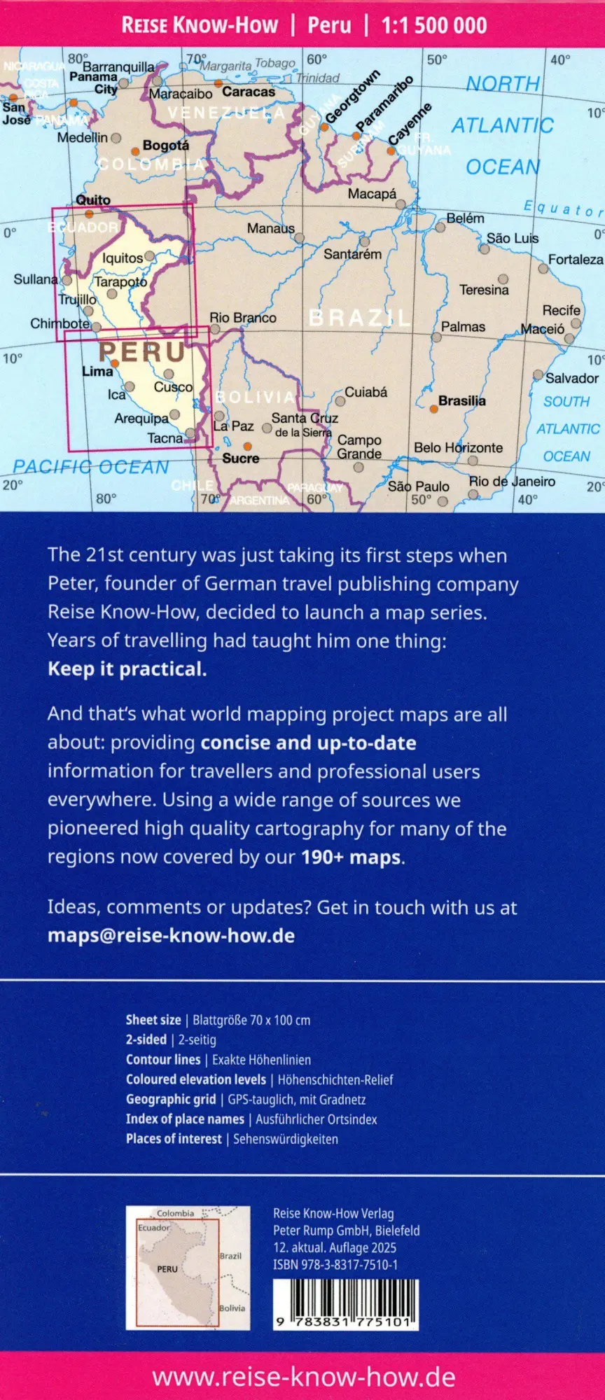 Bild: 9783831775101 | Reise Know-How Landkarte Peru (1:1.500.000) | (Land-)Karte | 2 S.