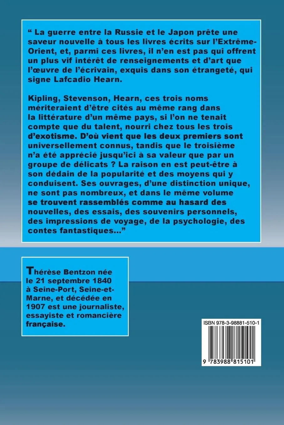 Rückseite: 9783988815101 | Lafcadio Hearn | Thérèse Bentzon | Taschenbuch | Französisch | 2023