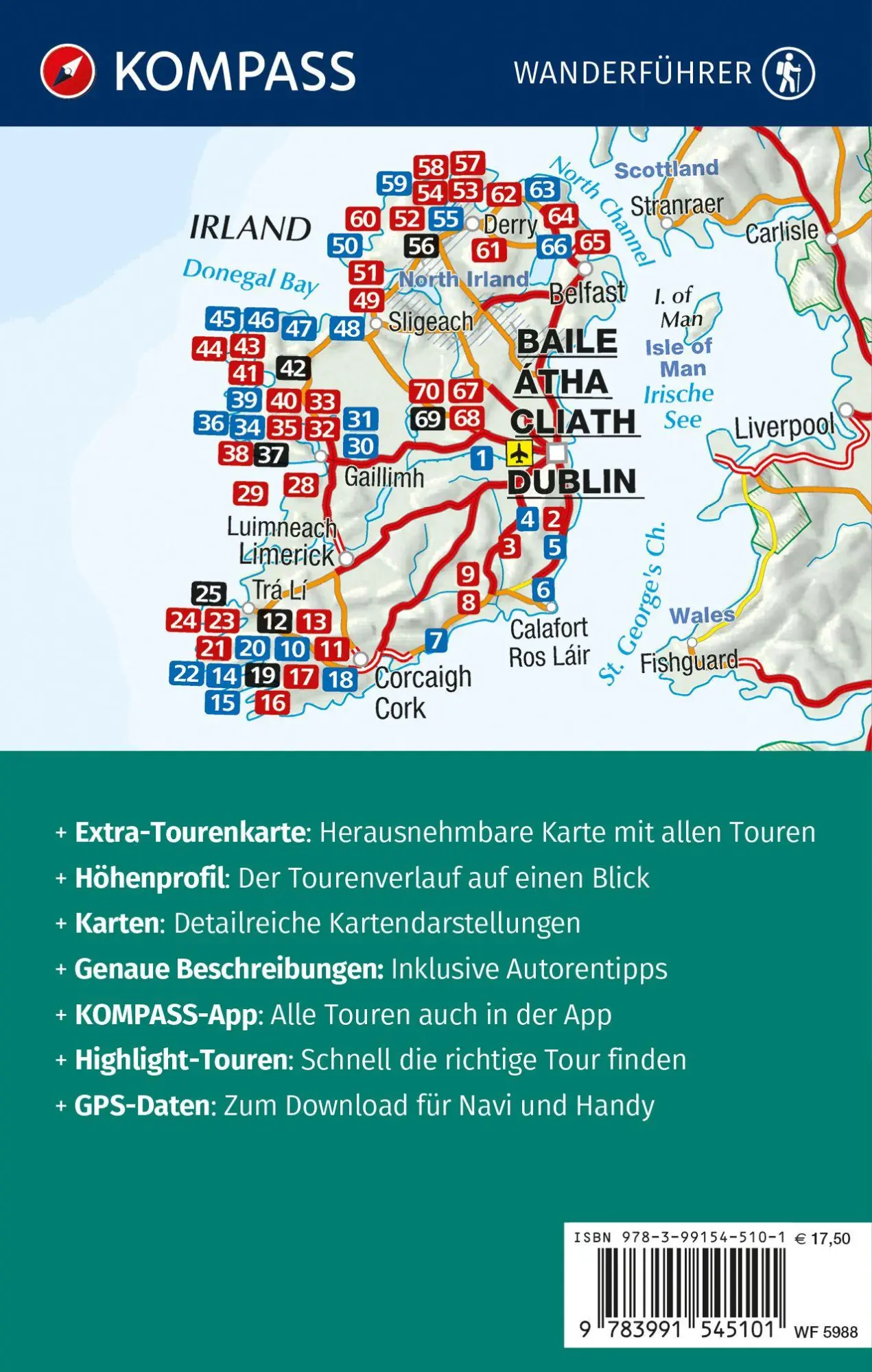 Rückseite: 9783991545101 | KOMPASS Wanderführer Irland mit Nordirland, 70 Touren mit...