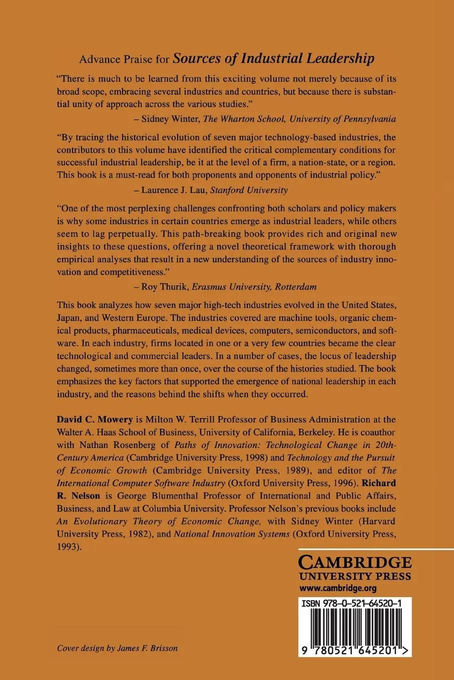 Rückseite: 9780521645201 | Sources of Industrial Leadership | David C. Mowery (u. a.) | Buch