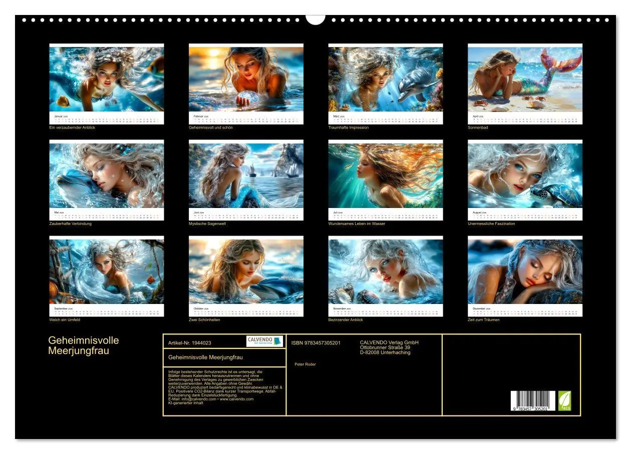 Bild: 9783457305201 | Geheimnisvolle Meerjungfrau (Wandkalender 2026 DIN A2 quer),...