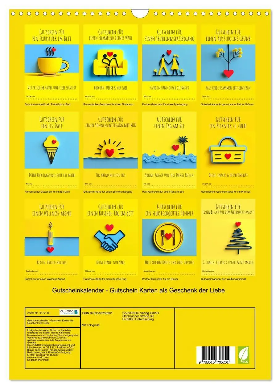 Bild: 9783516705201 | Gutscheinkalender - Gutschein Karten als Geschenk der Liebe...