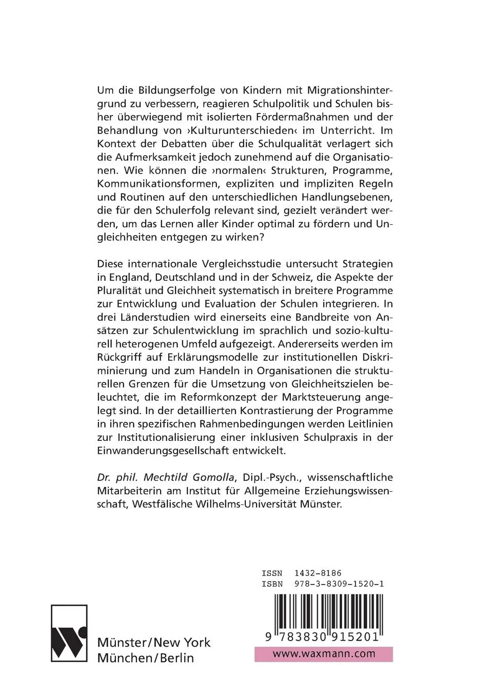Rückseite: 9783830915201 | Schulentwicklung in der Einwanderungsgesellschaft | Mechtild Gomolla