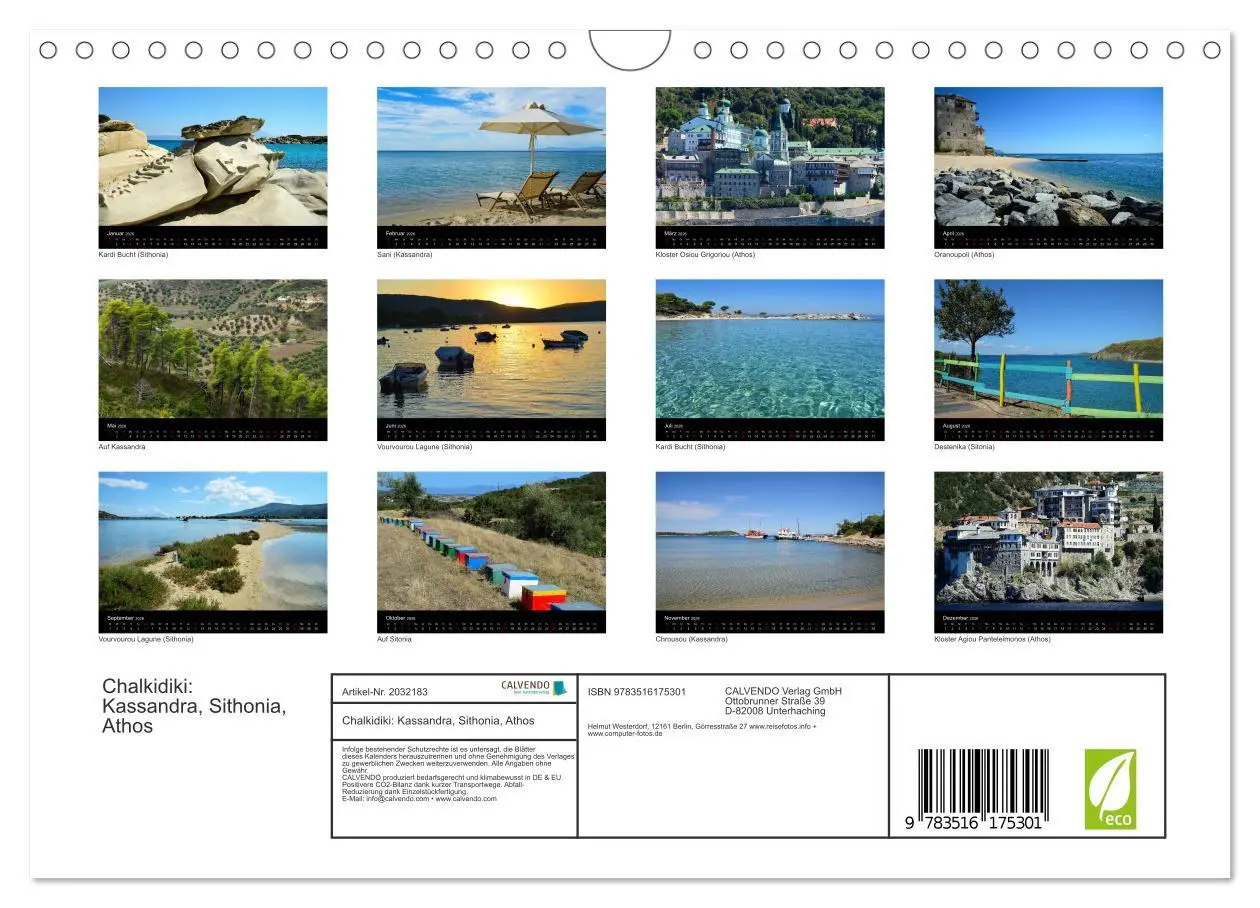 Bild: 9783516175301 | Chalkidiki: Kassandra, Sithonia, Athos (Wandkalender 2026 DIN A4...