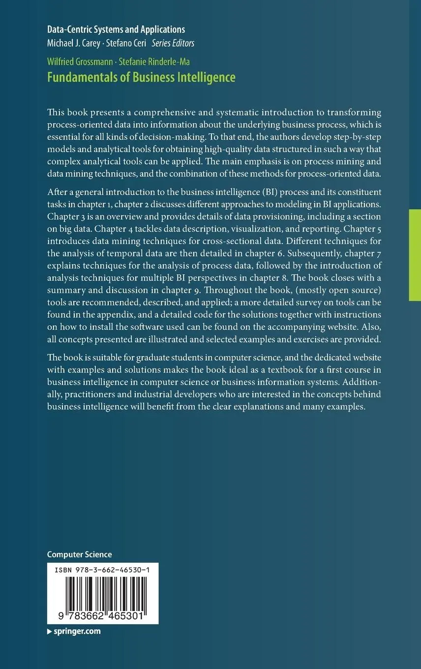 Rückseite: 9783662465301 | Fundamentals of Business Intelligence | Stefanie Rinderle-Ma (u. a.)