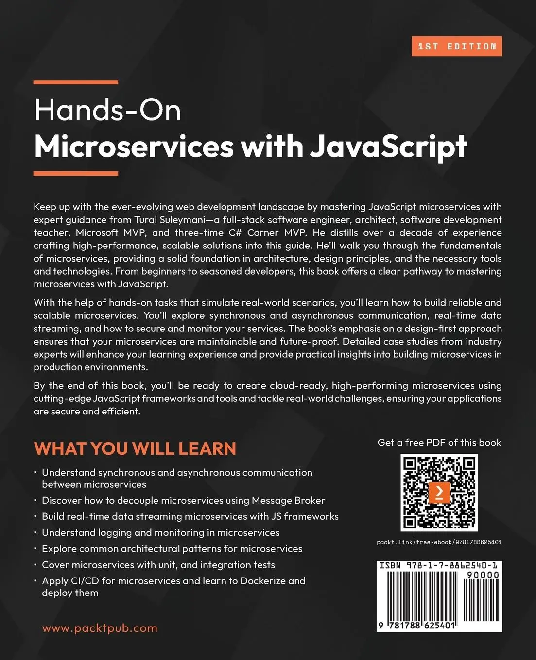 Rückseite: 9781788625401 | Hands-On Microservices with JavaScript | Tural Suleymani | Taschenbuch