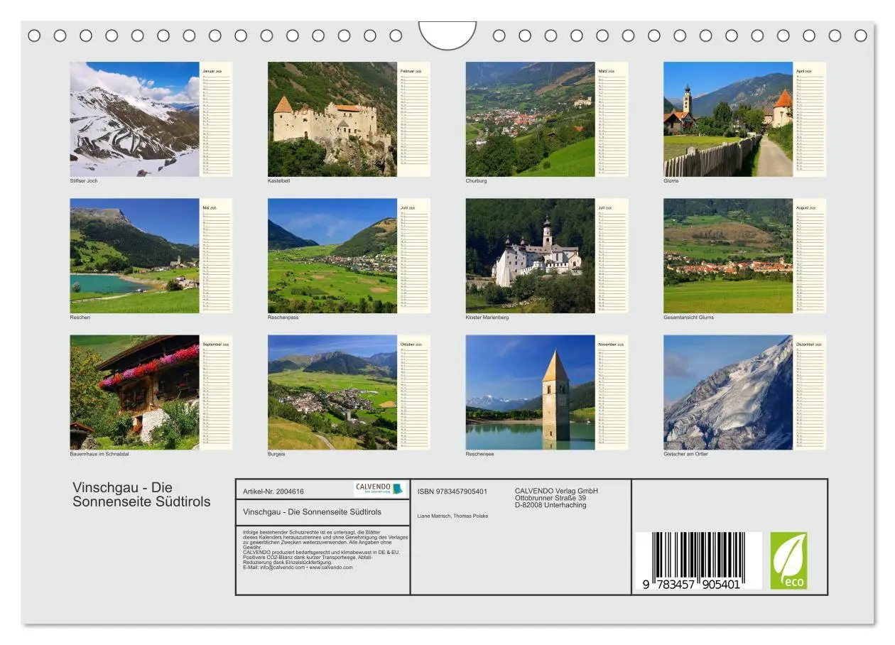 Bild: 9783457905401 | Vinschgau - Die Sonnenseite Südtirols (Wandkalender 2026 DIN A4...