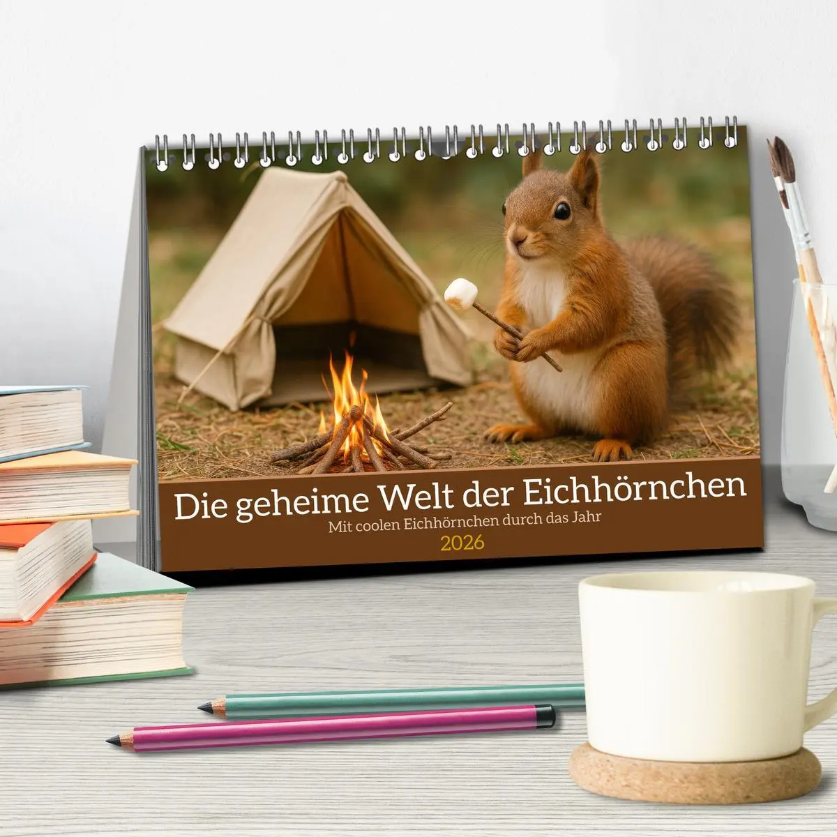 Bild: 9783516235401 | Die geheime Welt der Eichhörnchen (Tischkalender 2026 DIN A5 quer),...