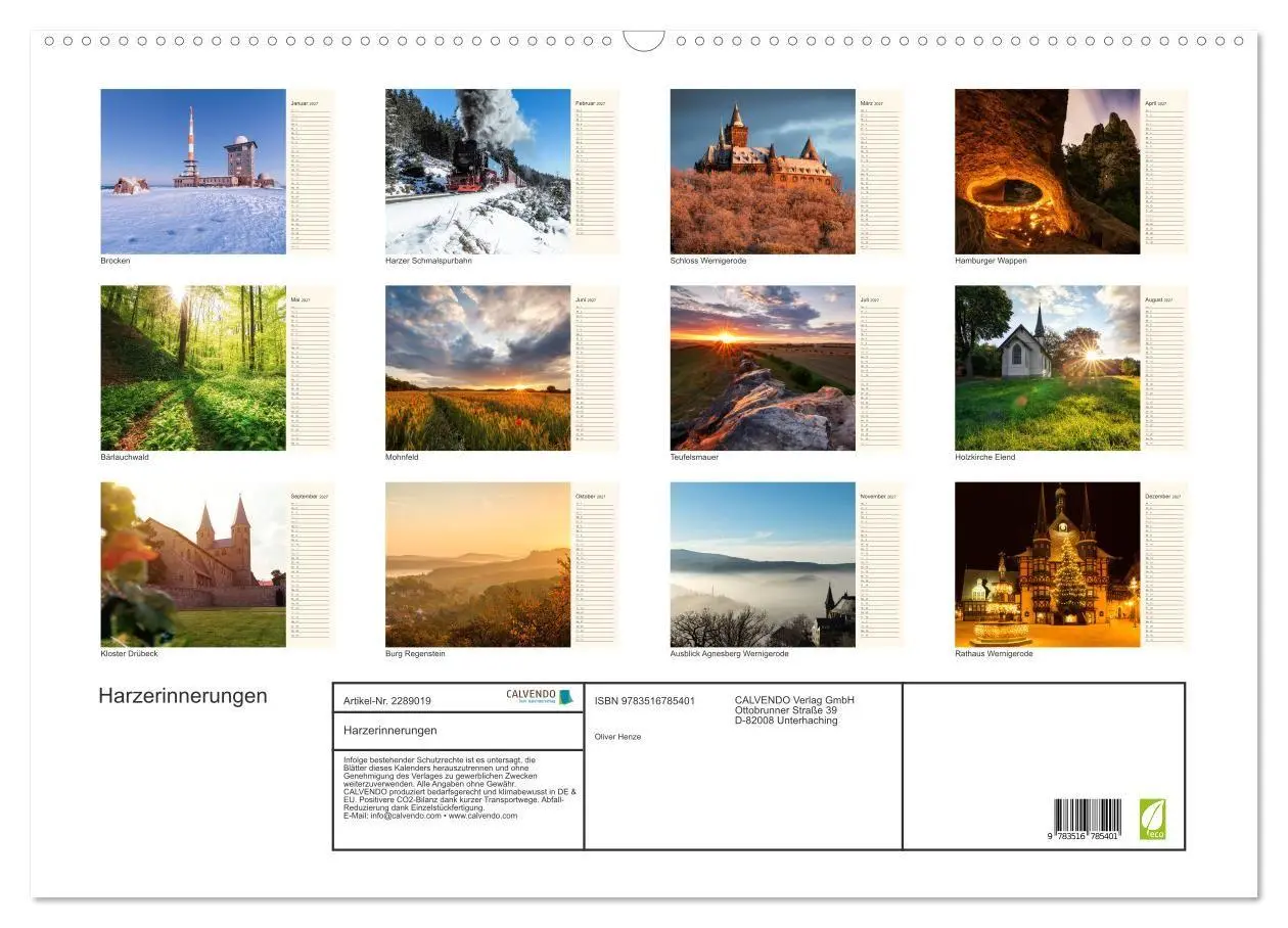Bild: 9783516785401 | Harzerinnerungen (Wandkalender 2027 DIN A2 quer), CALVENDO...