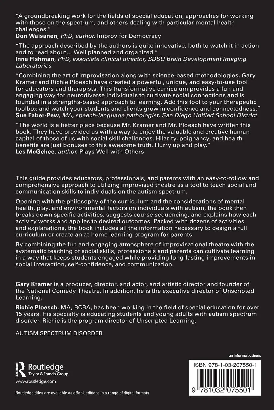 Rückseite: 9781032075501 | Improvised Theatre and the Autism Spectrum | Gary Kramer (u. a.)