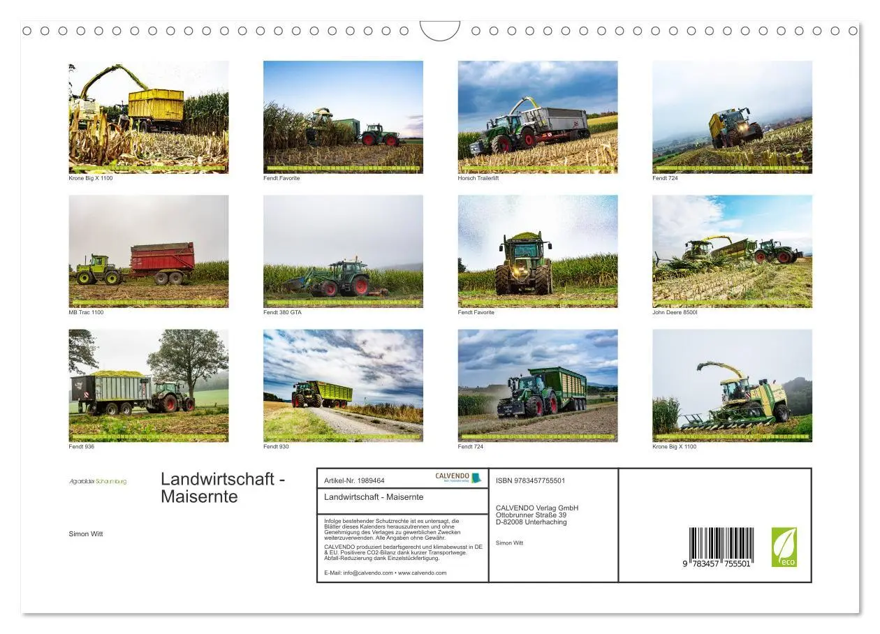 Bild: 9783457755501 | Landwirtschaft - Maisernte (Wandkalender 2026 DIN A3 quer),...
