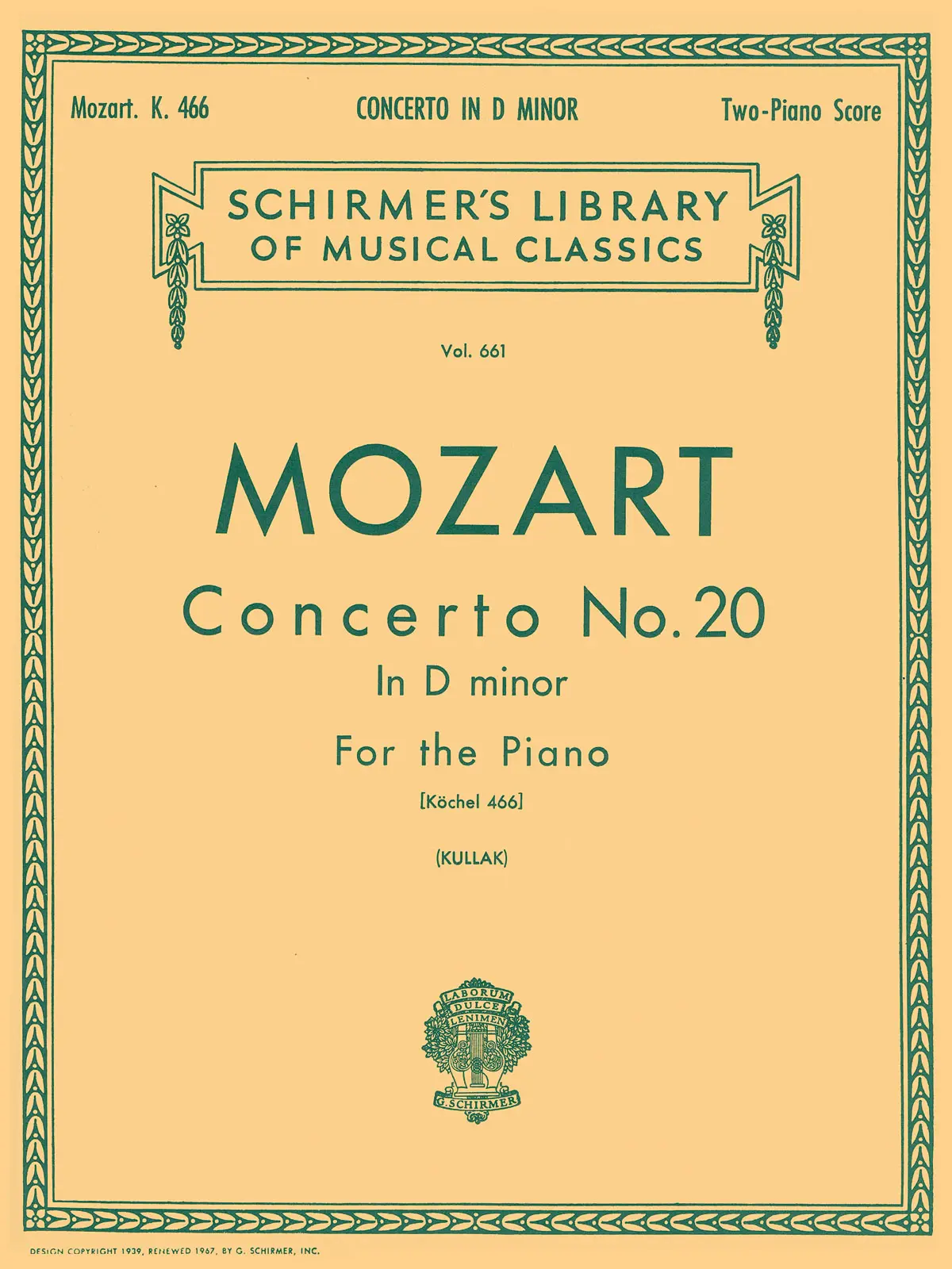 Cover: 73999215601 | Concerto No. 20 in D Minor, K.466 | Two Pianos, Four Hands | Mozart