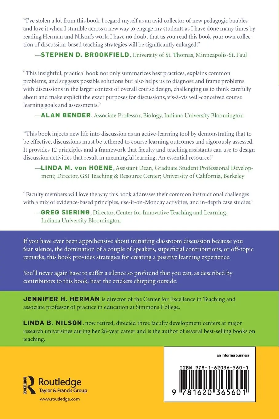 Rückseite: 9781620365601 | Creating Engaging Discussions | Jennifer H. Herman (u. a.) | Buch