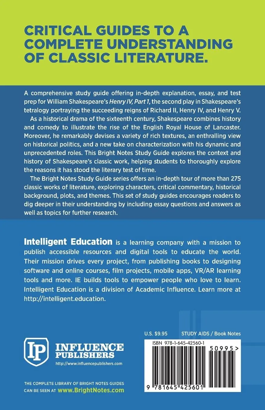 Rückseite: 9781645425601 | Study Guide to Henry IV, Part 1 by William Shakespeare | Taschenbuch