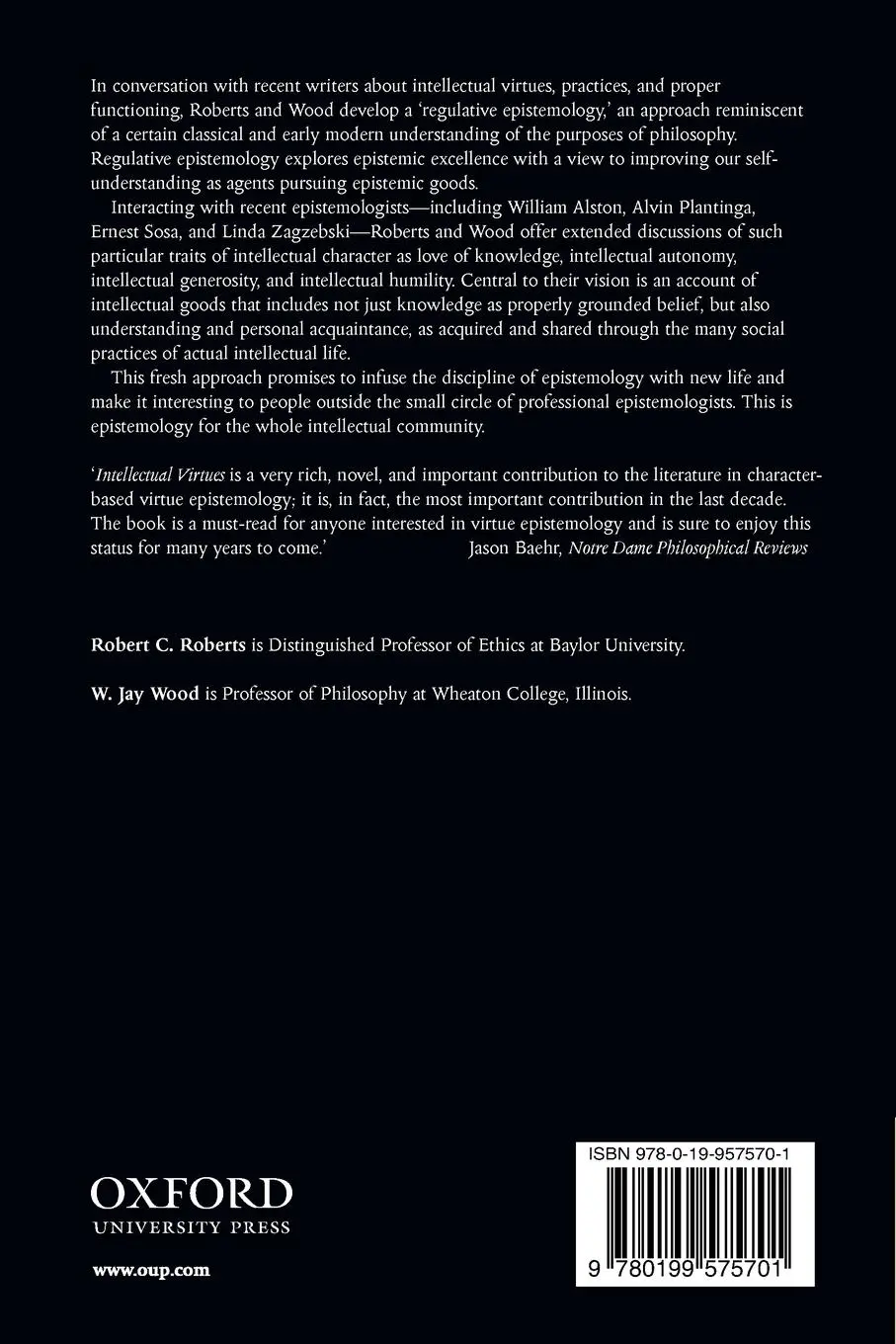 Rückseite: 9780199575701 | Intellectual Virtues | An Essay in Regulative Epistemology | Wood