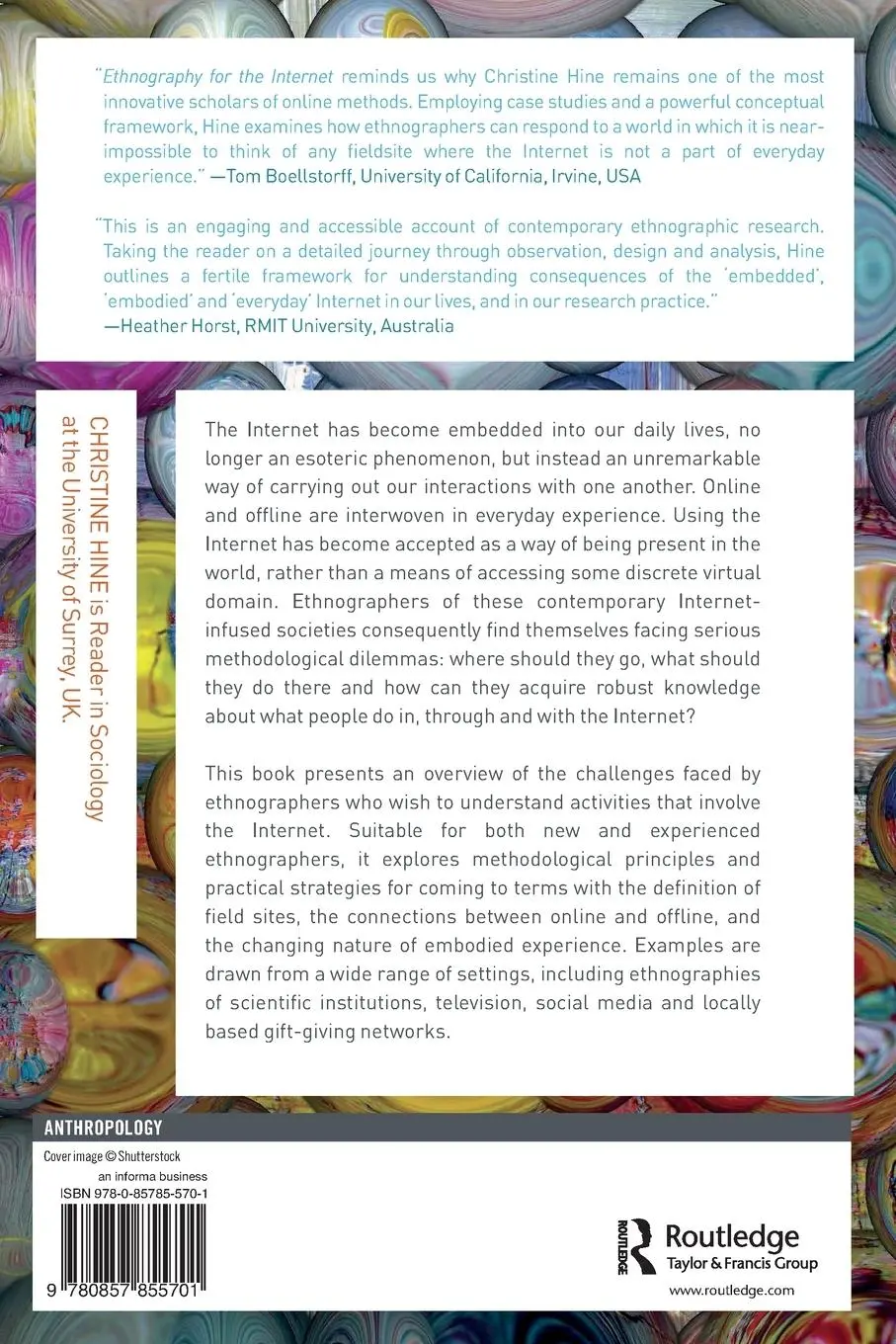Rückseite: 9780857855701 | Ethnography for the Internet | Embedded, Embodied and Everyday | Hine