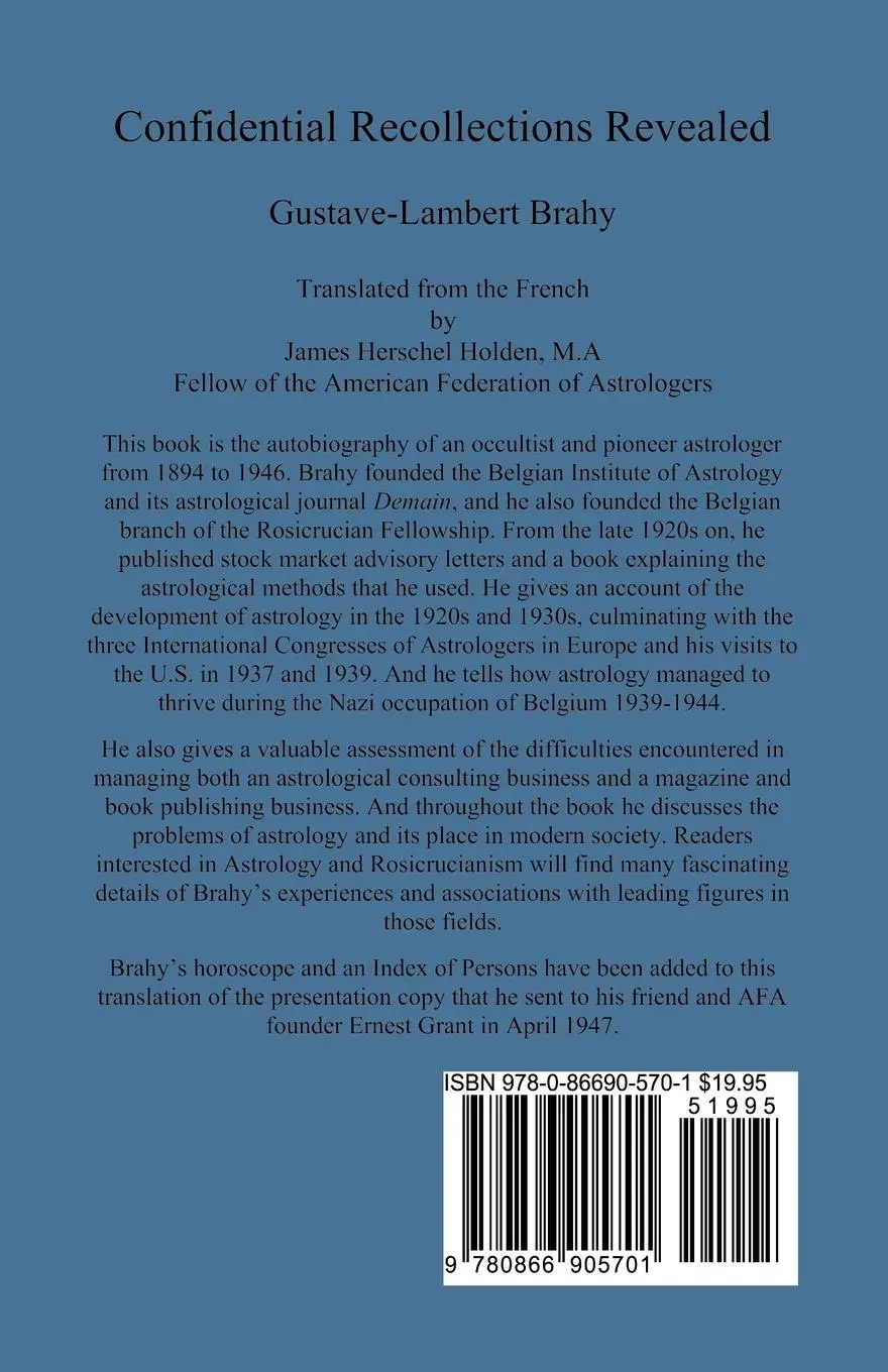 Rückseite: 9780866905701 | Confidential Recollections Revealed | Gustave-Lambert Brahy | Buch