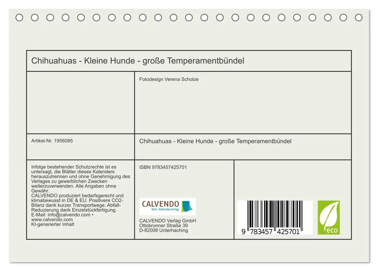 Bild: 9783457425701 | Chihuahuas - Kleine Hunde - große Temperamentbündel (Tischkalender...