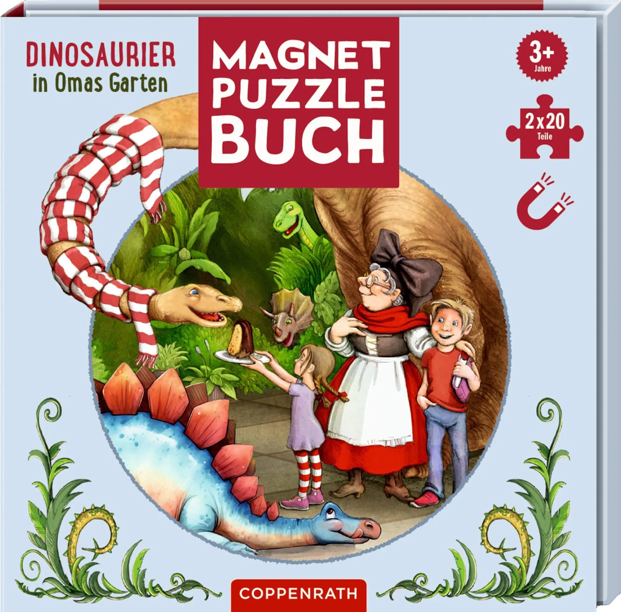 Magnet-Puzzlebuch: Dinosaurier in Omas Garten