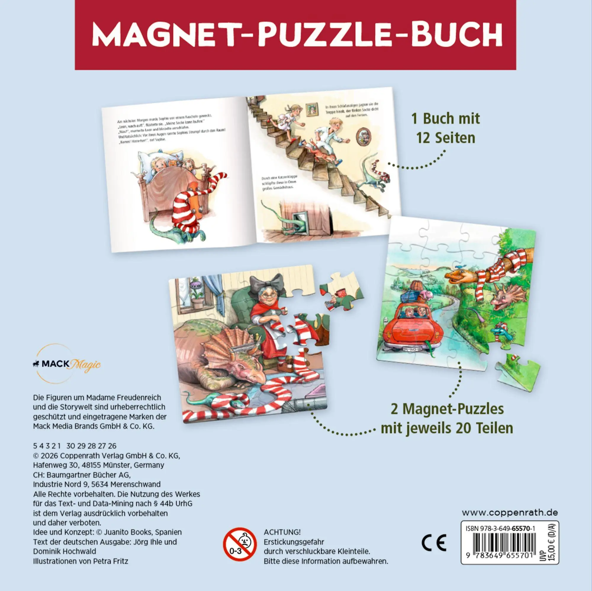 Rückseite: 9783649655701 | Magnet-Puzzlebuch: Dinosaurier in Omas Garten | Hochwald (u. a.)