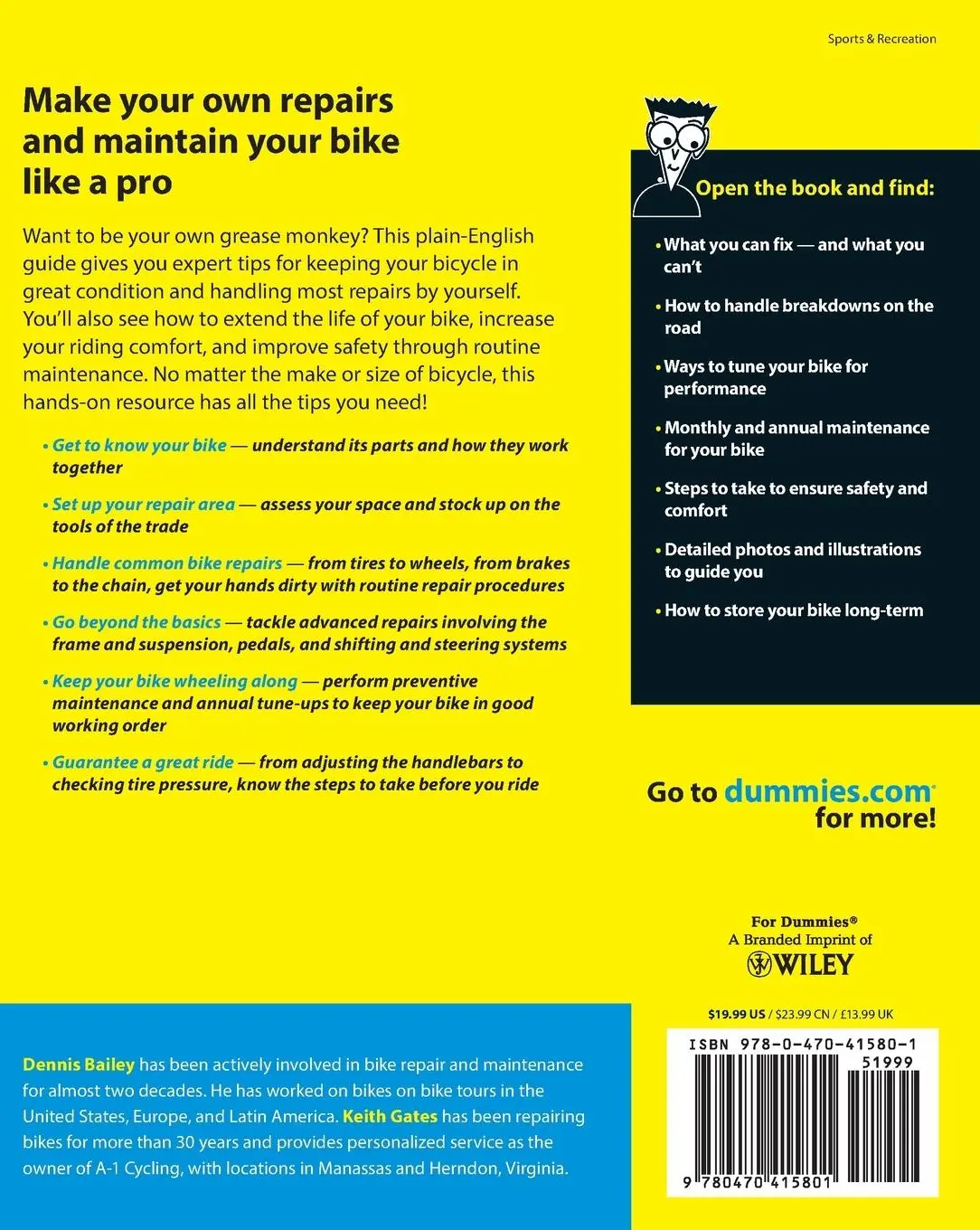 Rückseite: 9780470415801 | Bike Repair and Maintenance for Dummies | Dennis Bailey (u. a.) | Buch