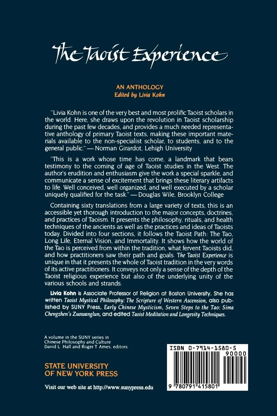 Rückseite: 9780791415801 | The Taoist Experience | An Anthology | Livia Kohn | Taschenbuch | 1993