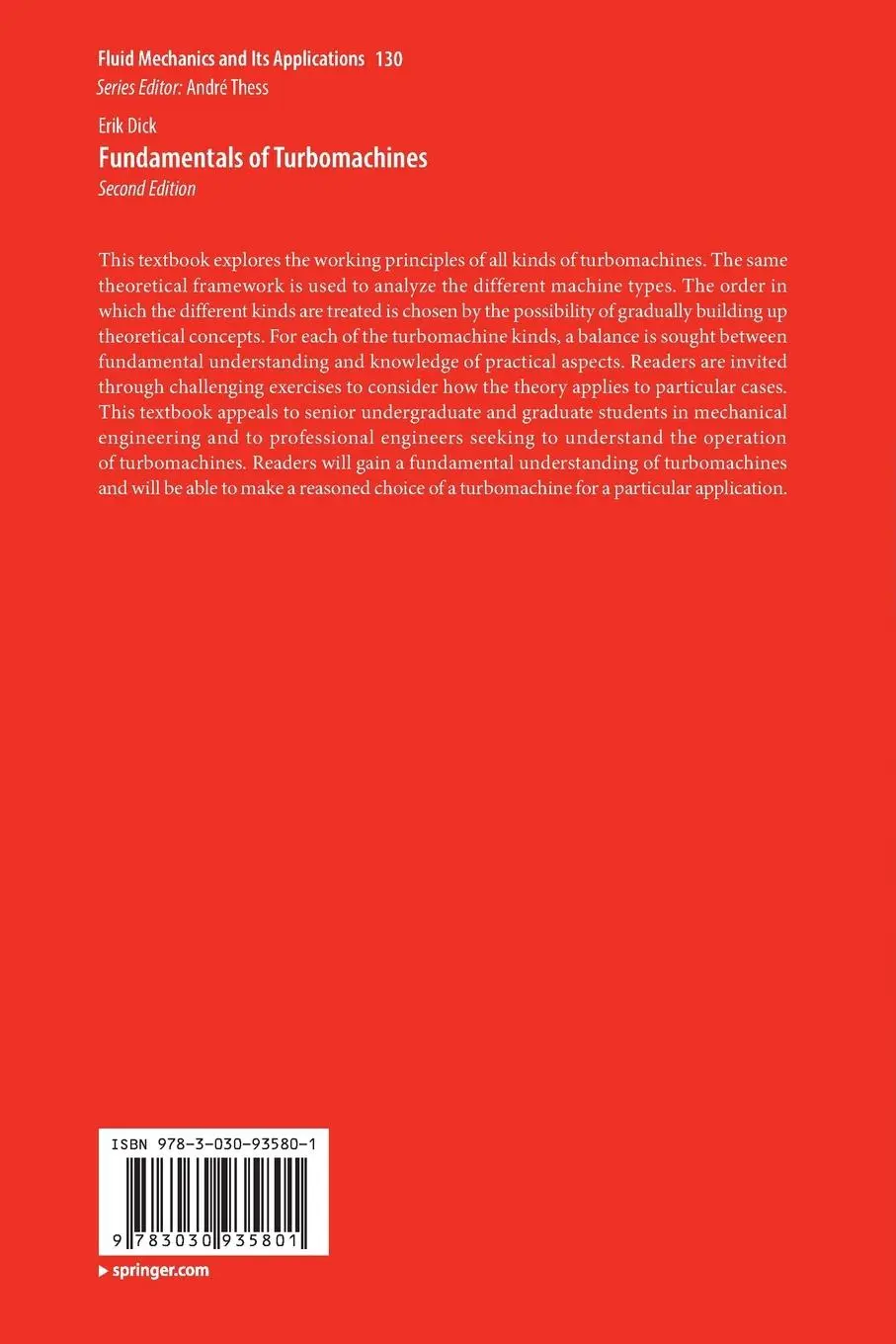 Rückseite: 9783030935801 | Fundamentals of Turbomachines | Erik Dick | Taschenbuch | xxv | 2023
