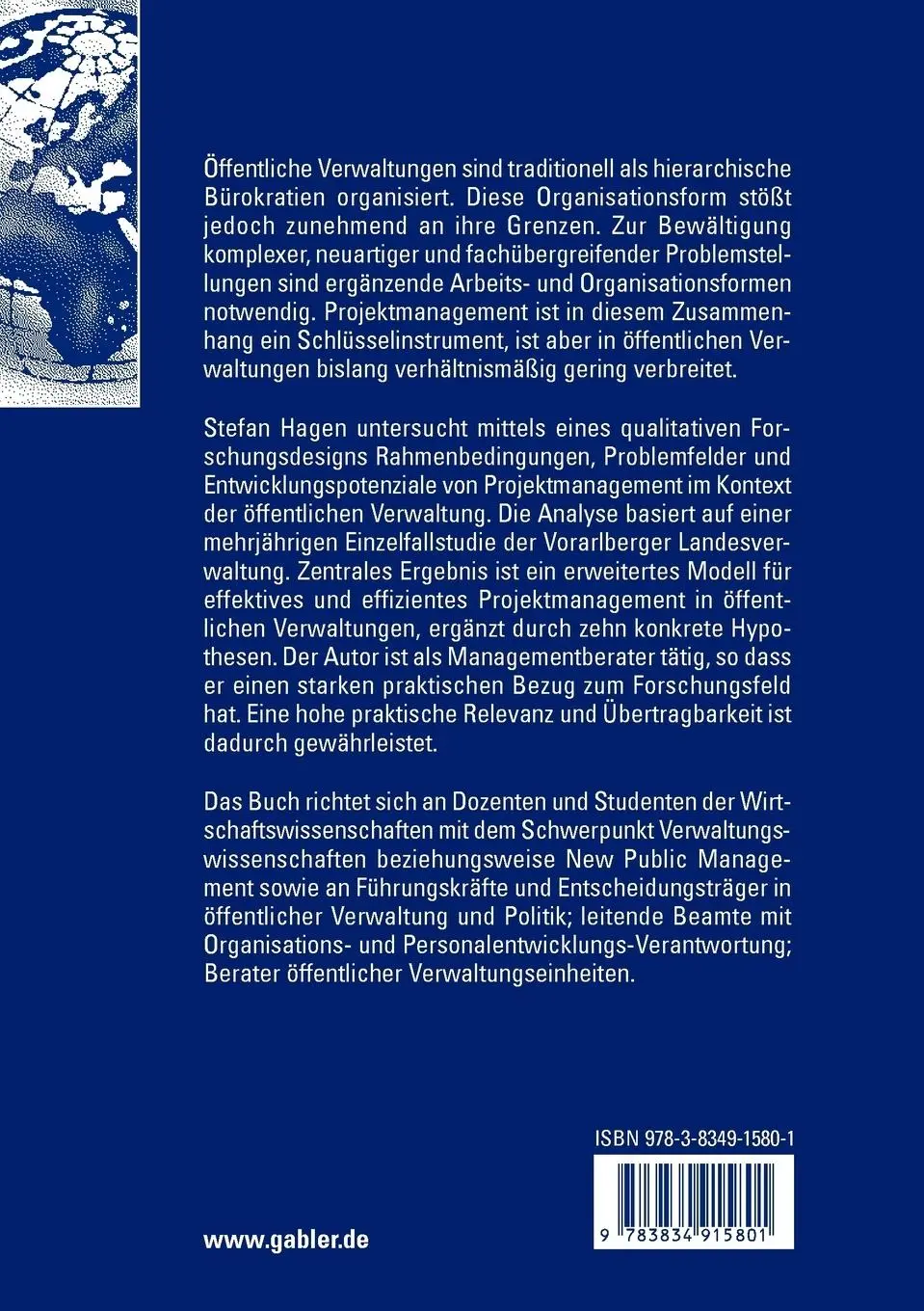 Rückseite: 9783834915801 | Projektmanagement in der öffentlichen Verwaltung | Stefan Hagen | Buch