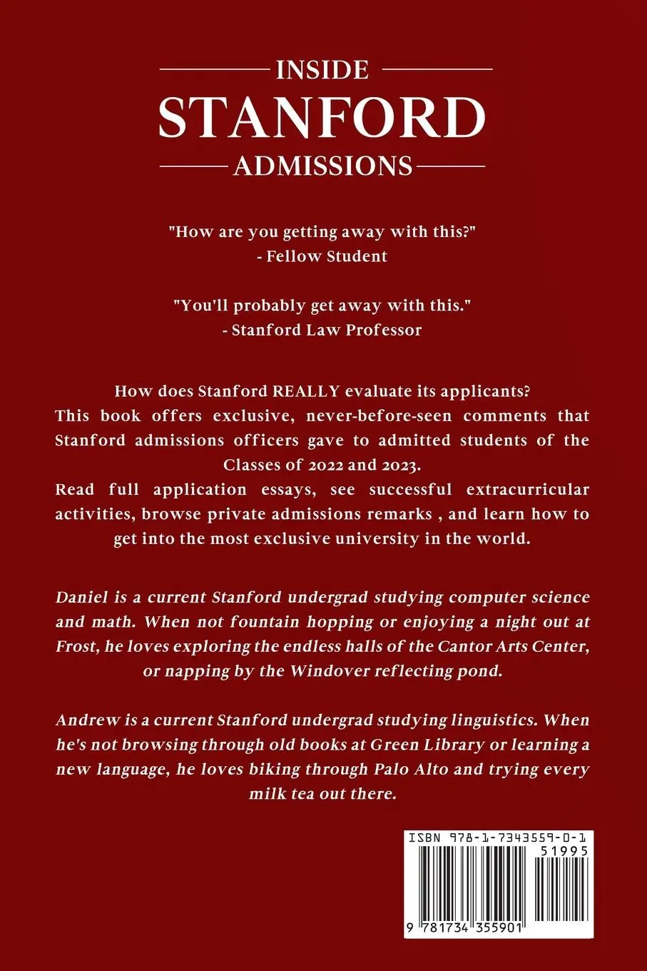 Rückseite: 9781734355901 | Inside Stanford Admissions | Daniel J. Wu (u. a.) | Taschenbuch | 2020